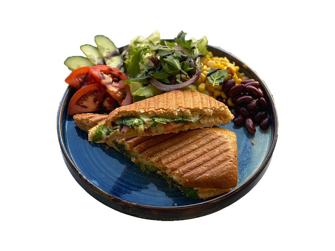 Grillad Ciabatta Chevre (Valnötter, honung, ruccola och soltorkade tomater)