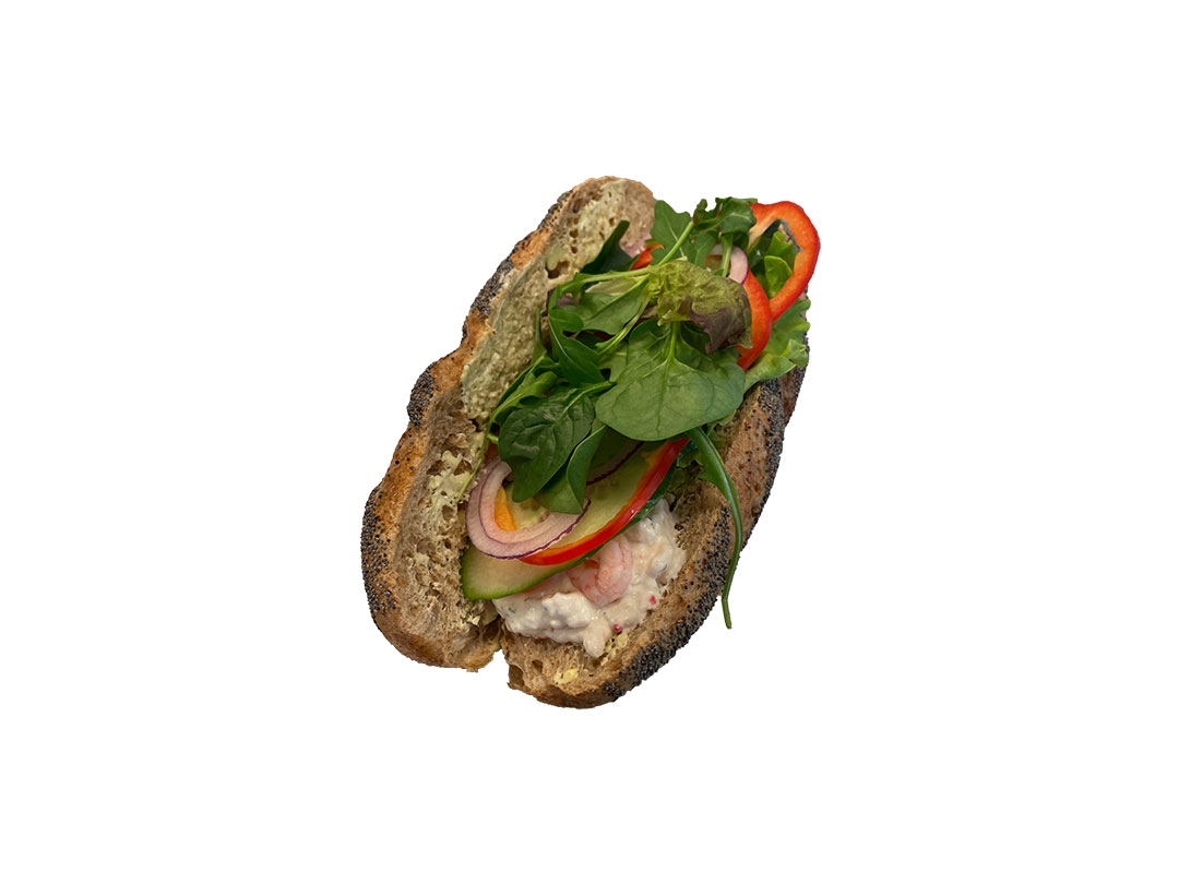Baguette med skagenröra grönsaker