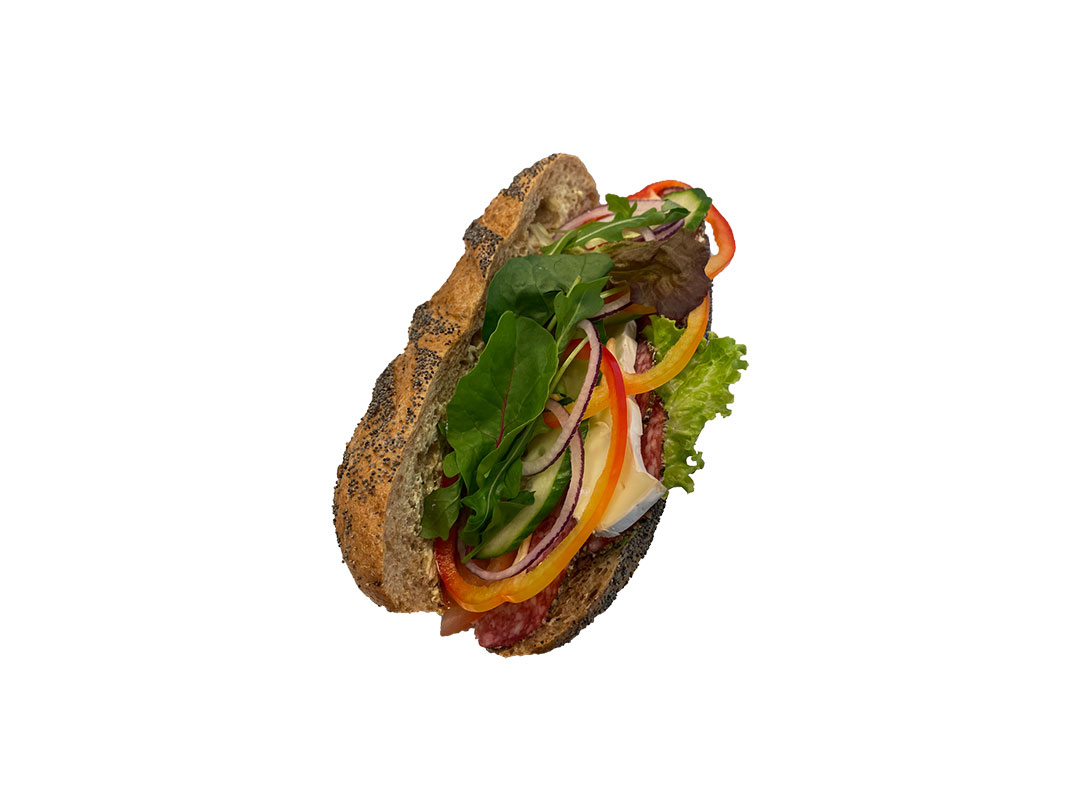 Baguette m. salami/brie grönsaker