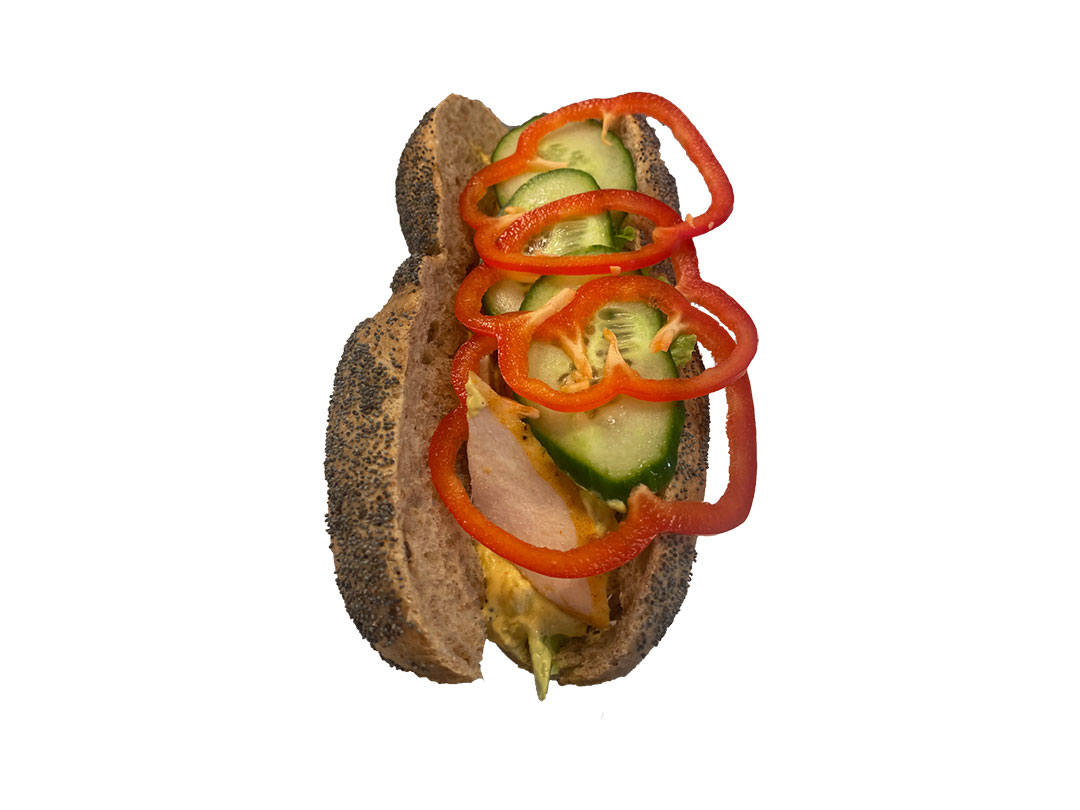 Baguette m. kycklingröra grönsaker